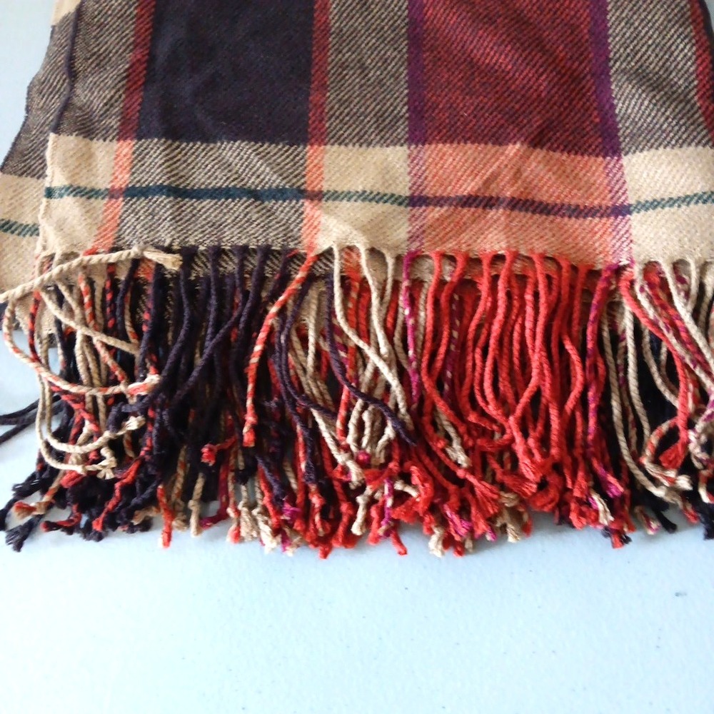 Pottery Barn Plaid Fringe Dunston Throw Accent Blanket Lightweight Fringe Cozy - Picture 4 of 5